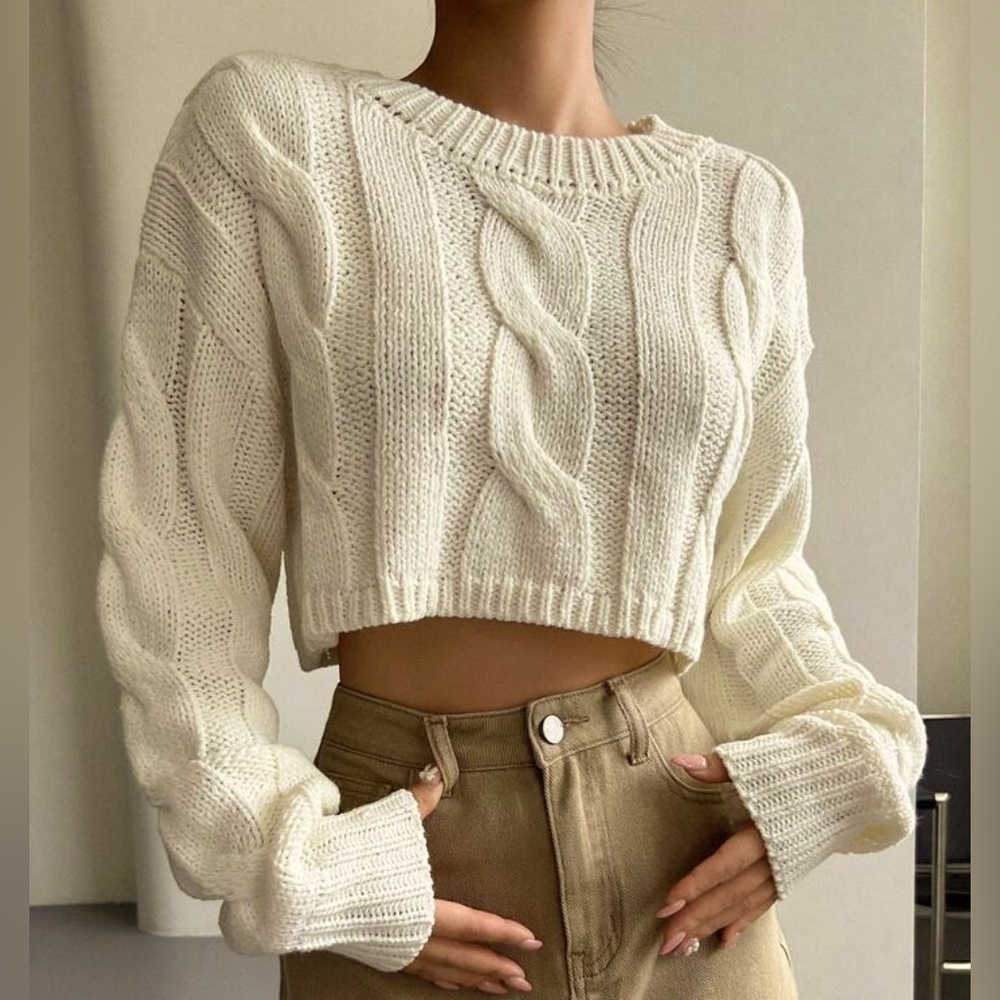 Hand Knit Cable Sweater Large
